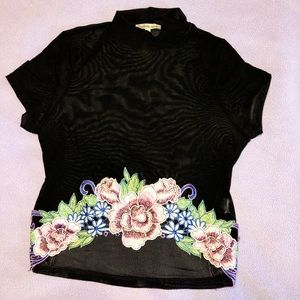 Sheer high-neck cropped top